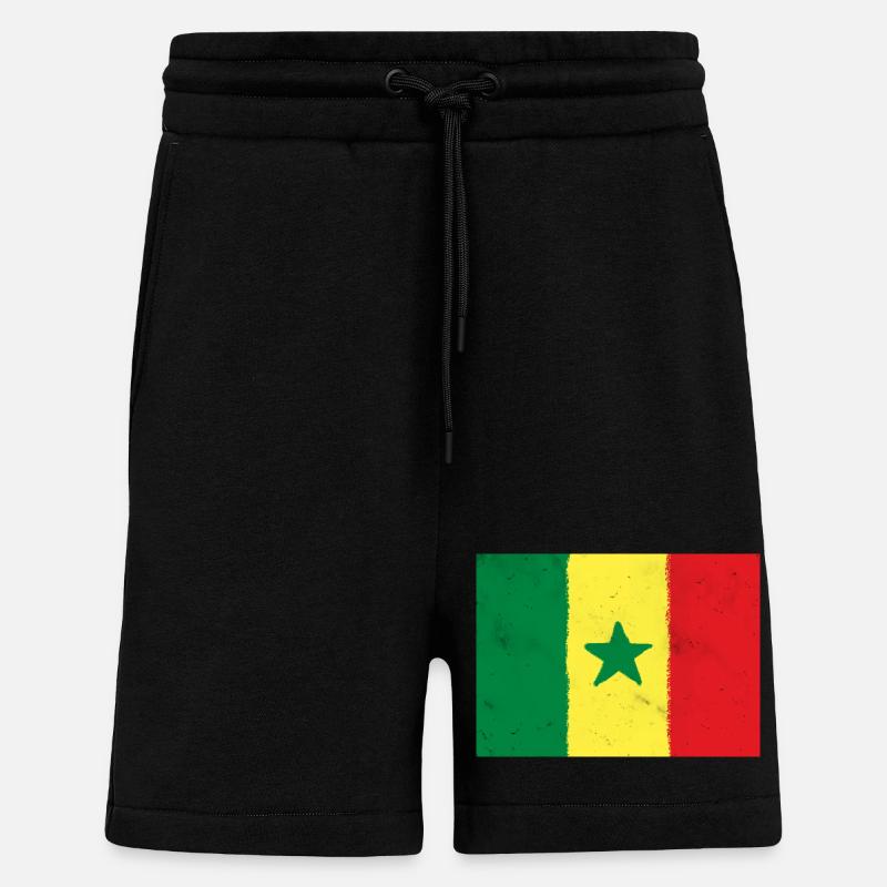 Drapeau du Sénégal - Short bio décontracté fabriqué en UE - SOLID BLACK