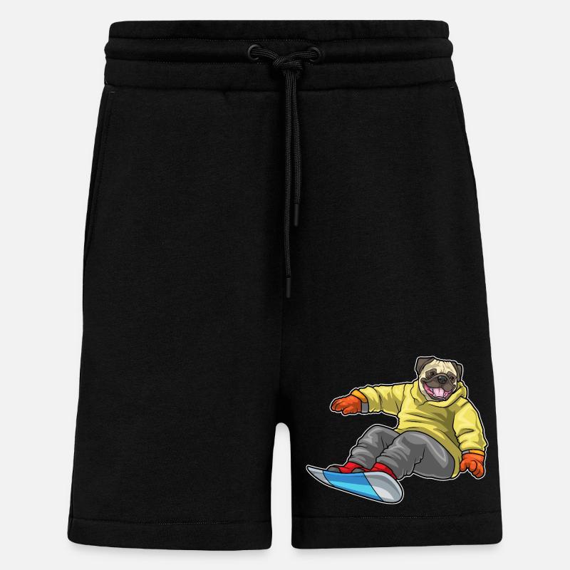 Pug Snowboarder Snowboard - Shorts - made by SPREAD - SOLID BLACK