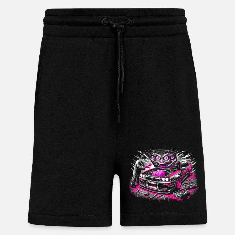 Neon Monster Car Graffiti Design - Shorts - made by SPREAD - SOLID BLACK