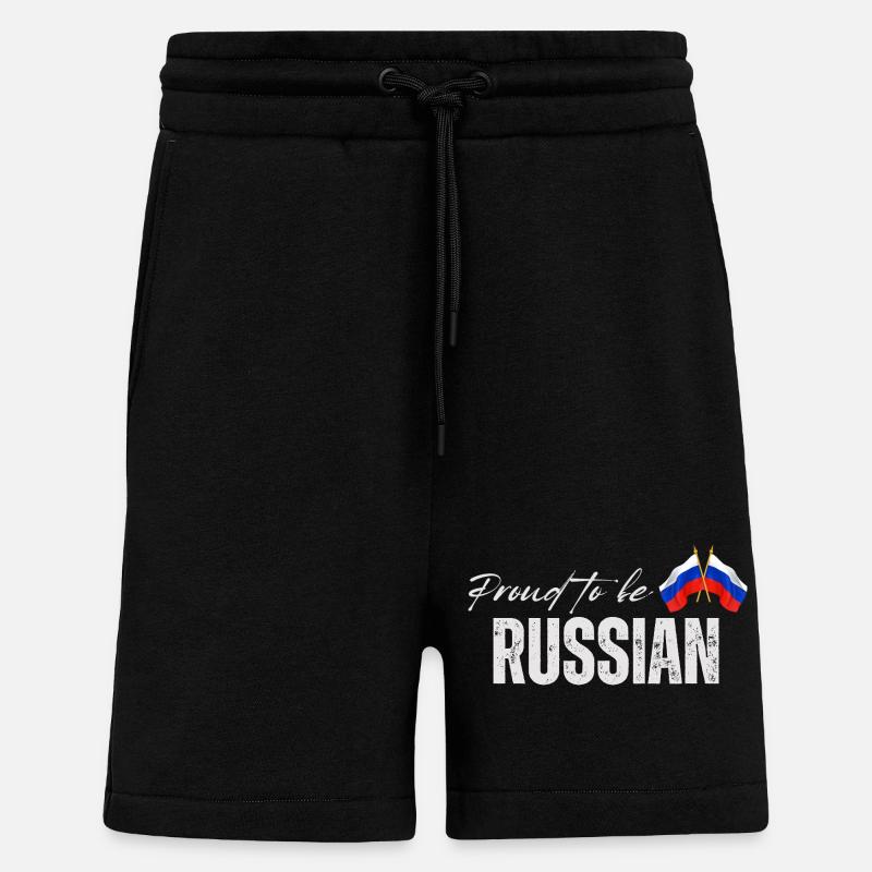 Fierté russe, fabriquée en Russie - Short bio décontracté fabriqué en UE - SOLID BLACK