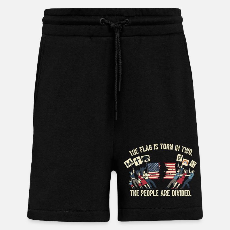 Le peuple est divisé - Short bio décontracté fabriqué en UE - SOLID BLACK