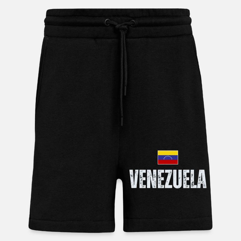 Drapeau du Venezuela, fabriqué au Venezuela - Short bio décontracté fabriqué en UE - SOLID BLACK