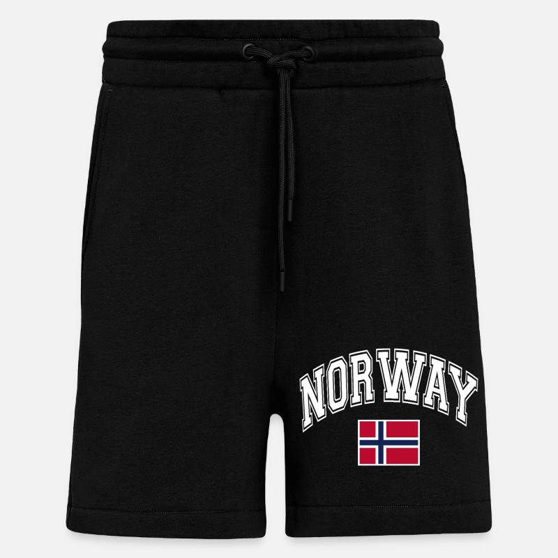 Drapeau de la Norvège - Short bio décontracté fabriqué en UE - SOLID BLACK