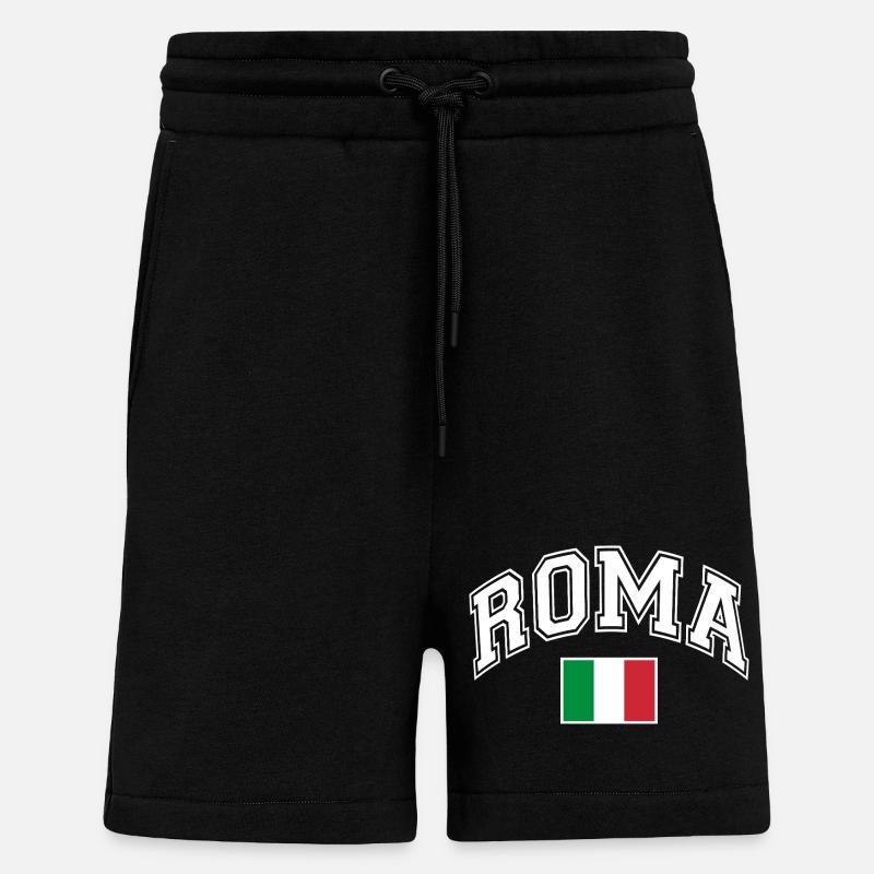 Drapeau de Rome, Rome, Italie - Short bio décontracté fabriqué en UE - SOLID BLACK