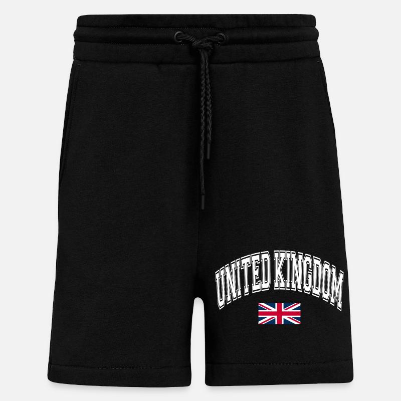 Drapeau du Royaume-Uni - Short bio décontracté fabriqué en UE - SOLID BLACK