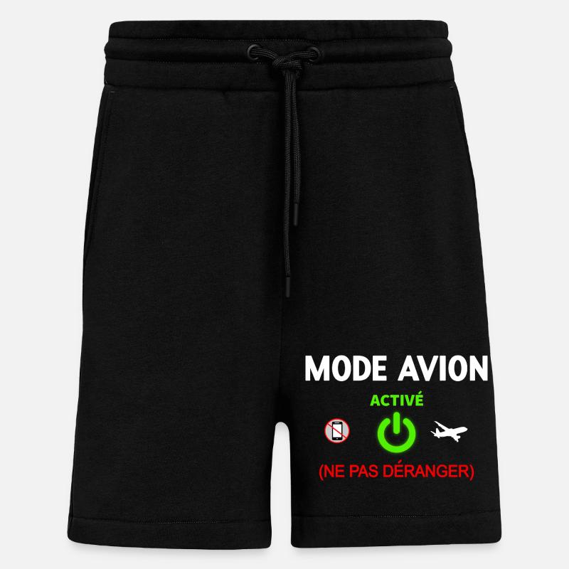 Design Mode Avion Activation Fun - Short bio décontracté fabriqué en UE - SOLID BLACK