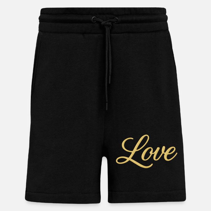Gold Glitter Love Script Design - Shorts - made by SPREAD - SOLID BLACK