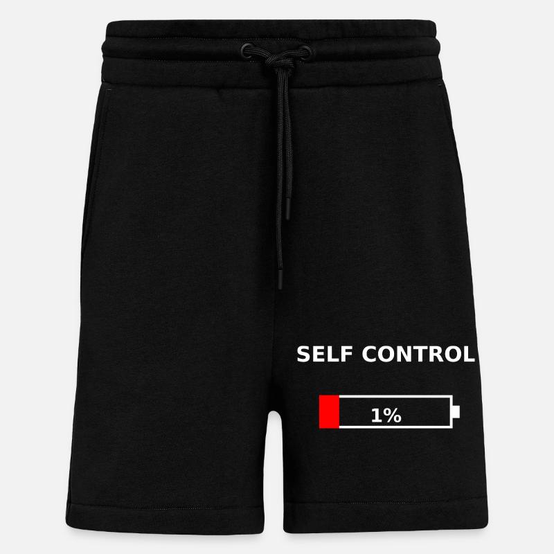 SELF CONTROL - 1 % Batterie faible - Short bio décontracté fabriqué en UE - SOLID BLACK