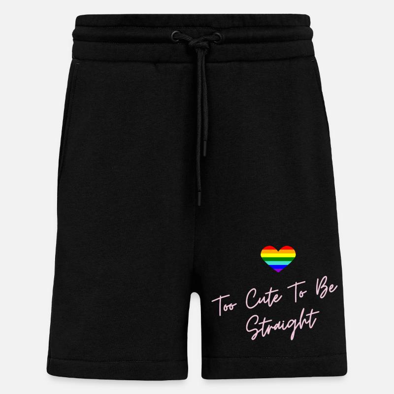 Rainbow Heart Pride LGBTQ Design - Short bio décontracté fabriqué en UE - SOLID BLACK
