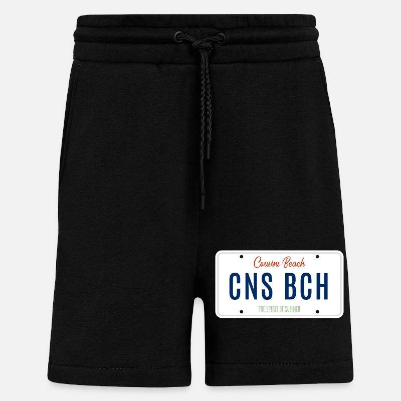 Plage Cousins – Plaque d’immatriculation - Short bio décontracté fabriqué en UE - SOLID BLACK