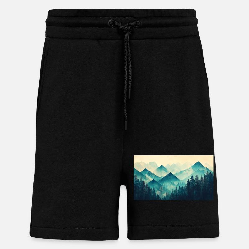 forest mountains - Shorts - made by SPREAD - SOLID BLACK
