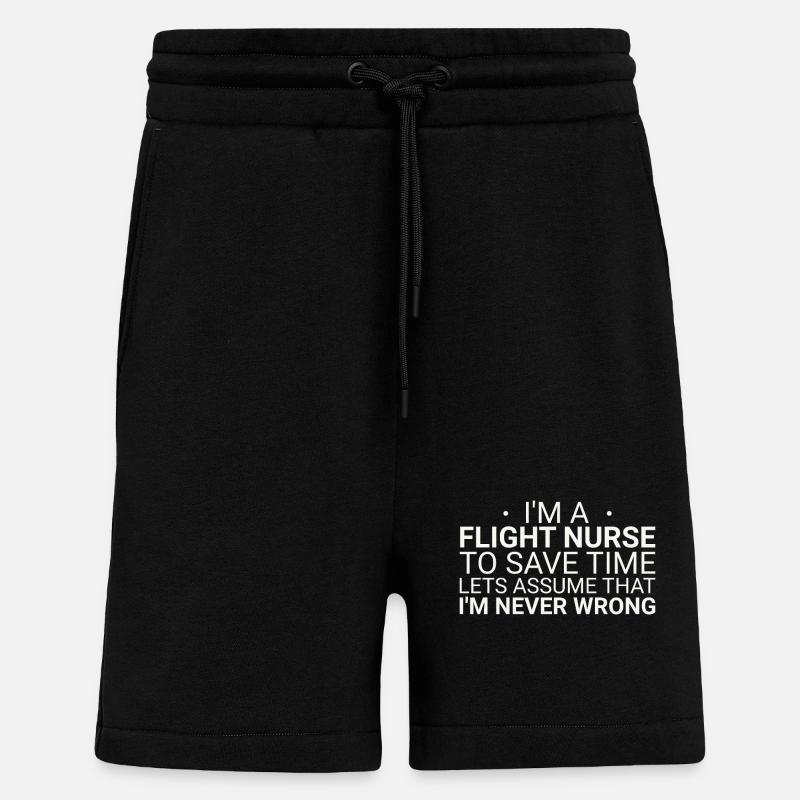 Flight Nurse Never Wrong Luftrettung - Shorts - made by SPREAD - SOLID BLACK
