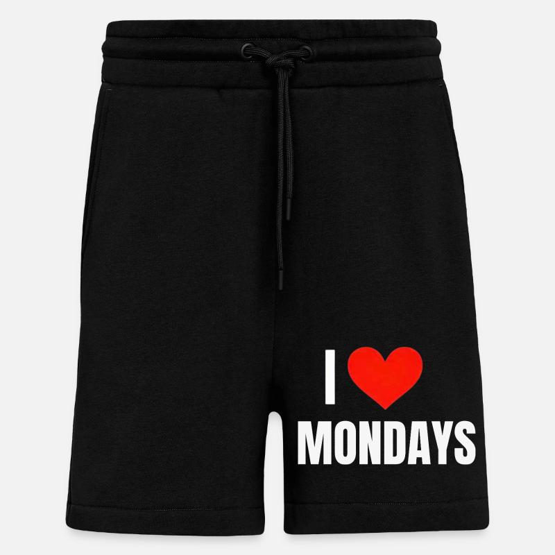 I ❤️ Lundis - Short bio décontracté fabriqué en UE - SOLID BLACK