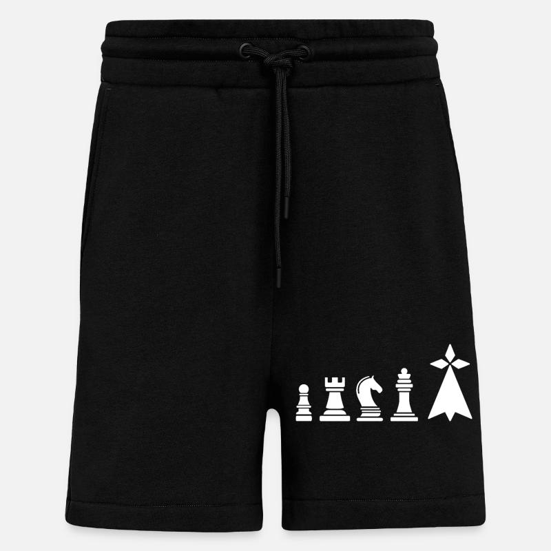 Bretagne Échecs – Symbole Breton Hermine & Jeu - Short bio décontracté fabriqué en UE - SOLID BLACK