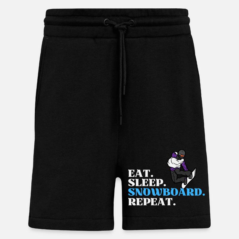 Eat Sleep Snowboard Répéter - Short bio décontracté fabriqué en UE - SOLID BLACK