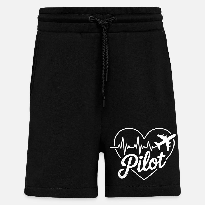Pilot Herz Herzschlag Design - Shorts - made by SPREAD - SOLID BLACK
