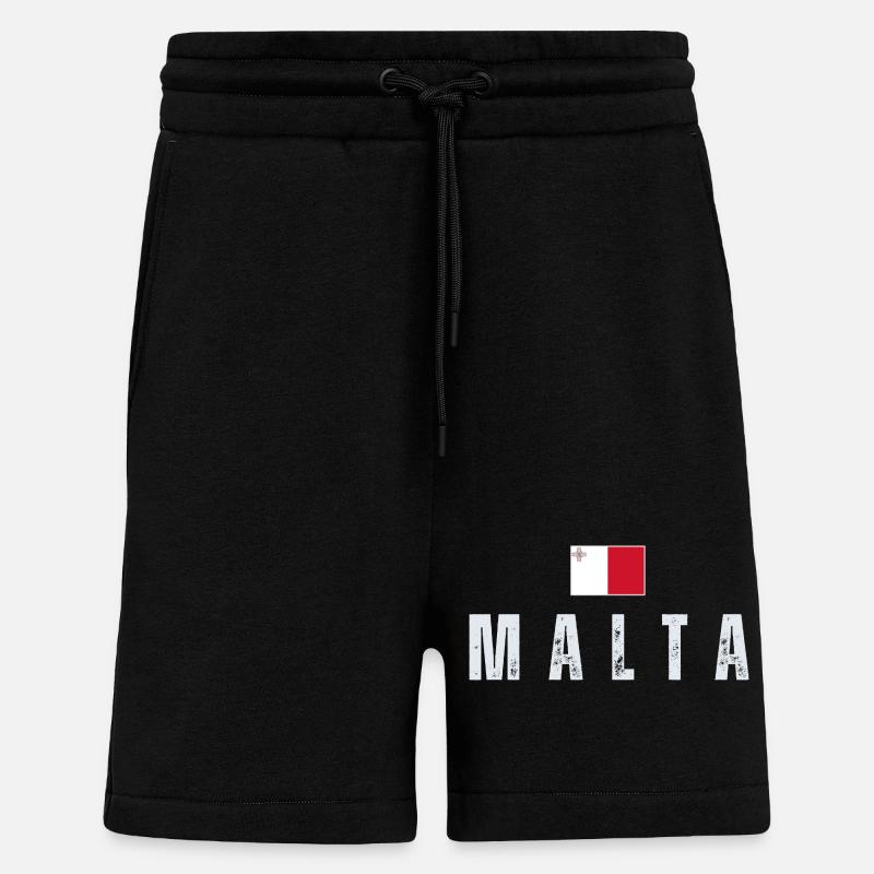 Drapeau de Malte, patriote maltais - Short bio décontracté fabriqué en UE - SOLID BLACK