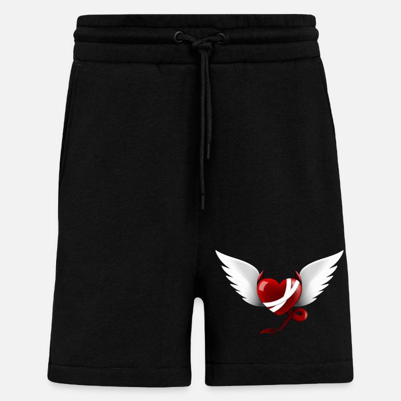 Herz Teufel Engel Design Geschenk - Shorts - made by SPREAD - SOLID BLACK
