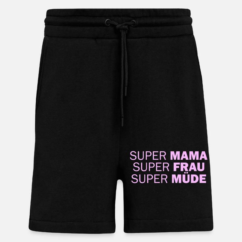 Super Mom Super Woman Super Tired - Shorts - made by SPREAD - SOLID BLACK