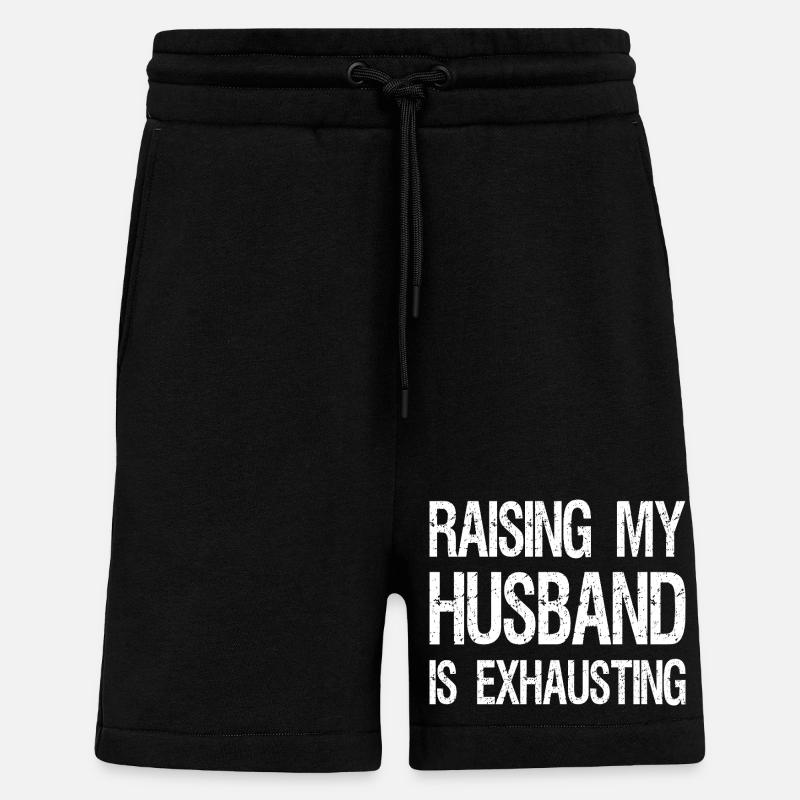 Élever mon mari est épuisant - Short bio décontracté fabriqué en UE - SOLID BLACK