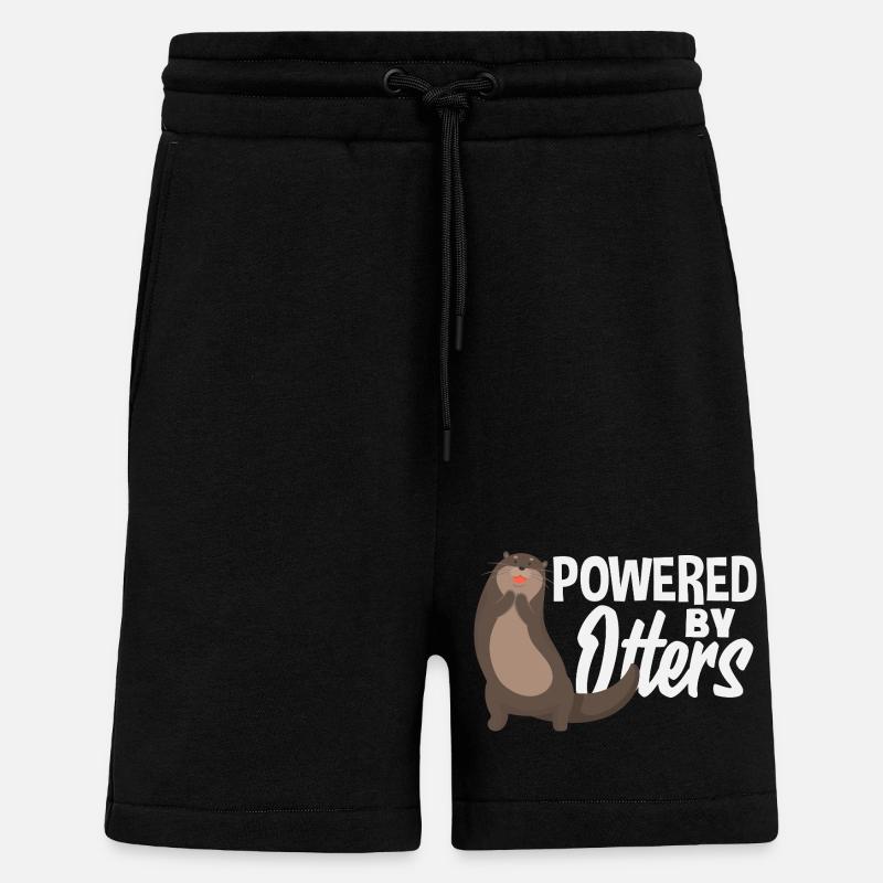 Propulsé par Sea Otter Cartoon - Short bio décontracté fabriqué en UE - SOLID BLACK