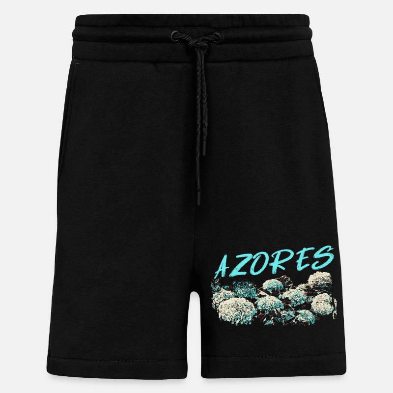 Azores Hydrangea, Blue Hydrangeas - Shorts - made by SPREAD - SOLID BLACK