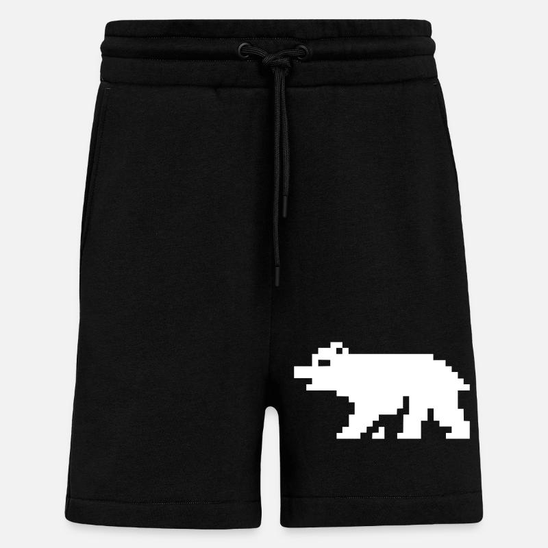 Ours en pixels 8 bits - Short bio décontracté fabriqué en UE - SOLID BLACK