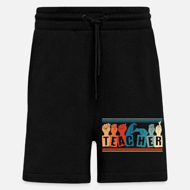 Interprète en langue des signes ASL - Short bio décontracté fabriqué en UE - SOLID BLACK