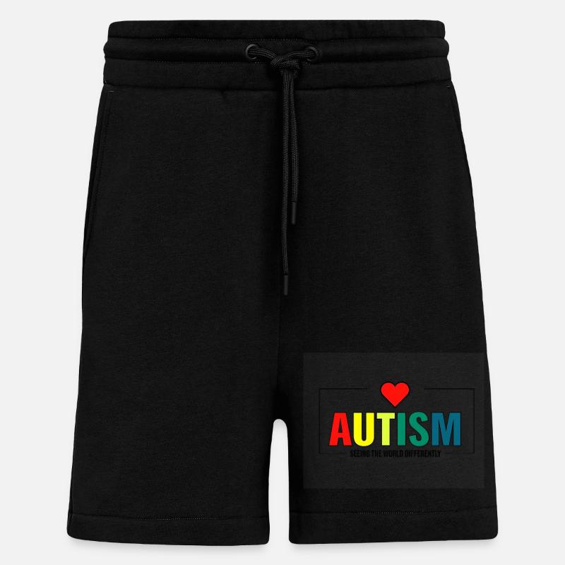 Regenbogen-Autismus mit Herz - Shorts - made by SPREAD - SOLID BLACK