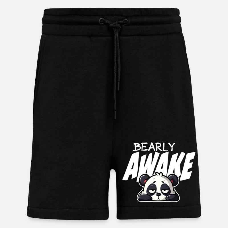 Panda Endormi À peine Réveillé - Short bio décontracté fabriqué en UE - SOLID BLACK