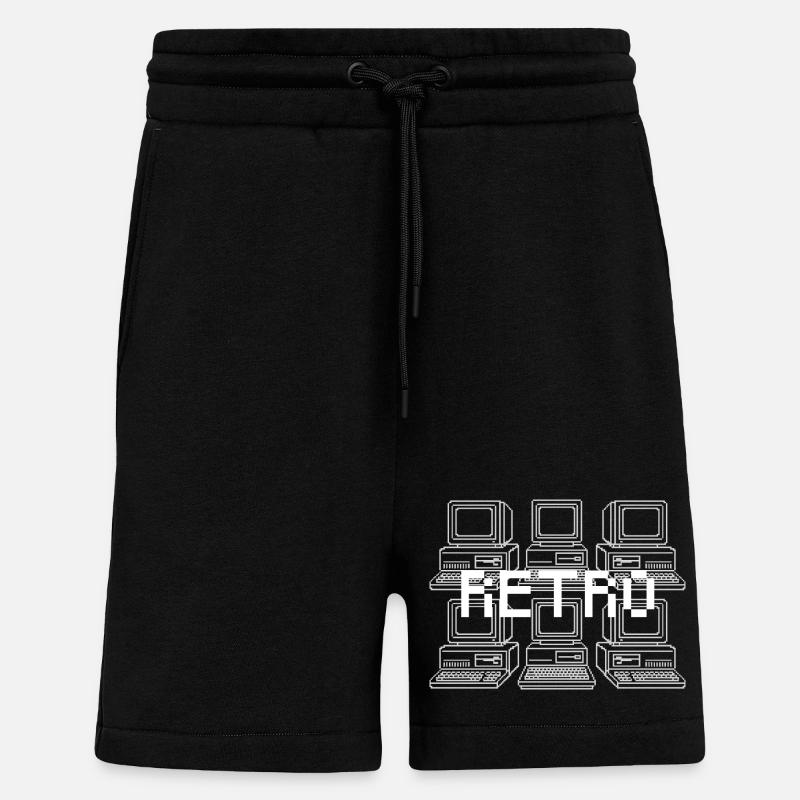 Retro Computer Grid Techno - Shorts - made by SPREAD - SOLID BLACK