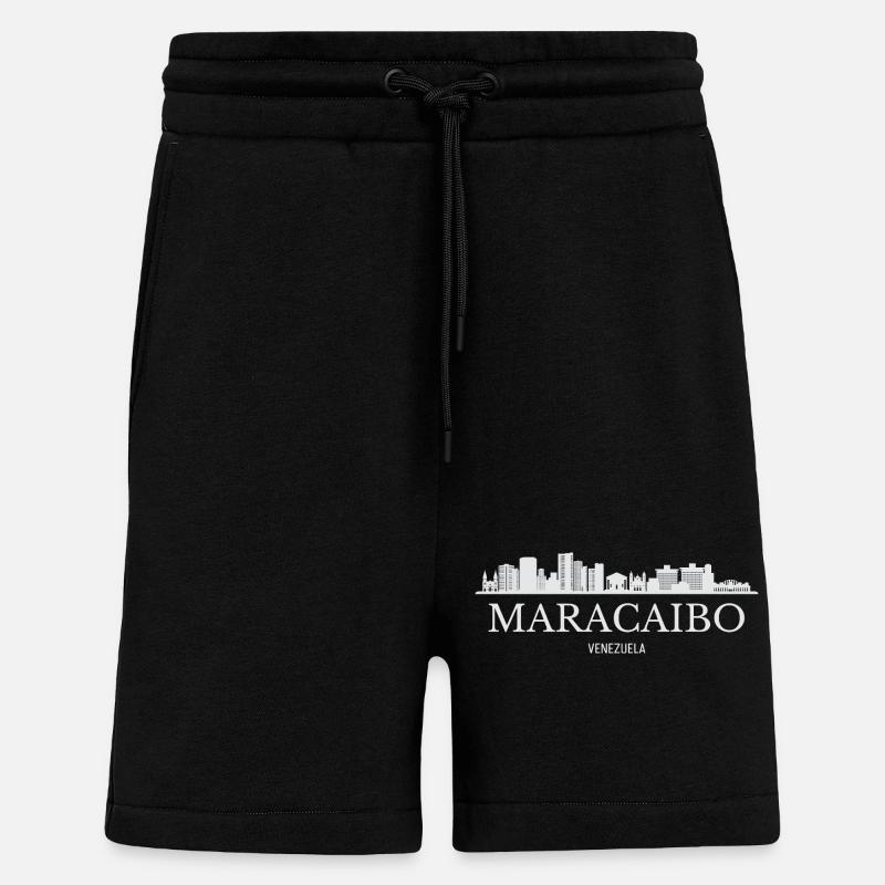 Maracaibo Skyline, Maracaibo Venezuela - Short bio décontracté fabriqué en UE - SOLID BLACK