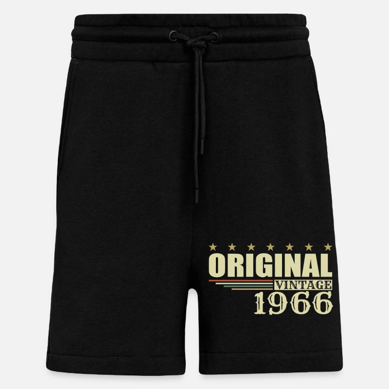 1966 Anniversaire 1966 - Short bio décontracté fabriqué en UE - SOLID BLACK