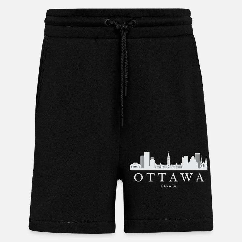 Ottawa Skyline, Ottawa Canada - Short bio décontracté fabriqué en UE - SOLID BLACK