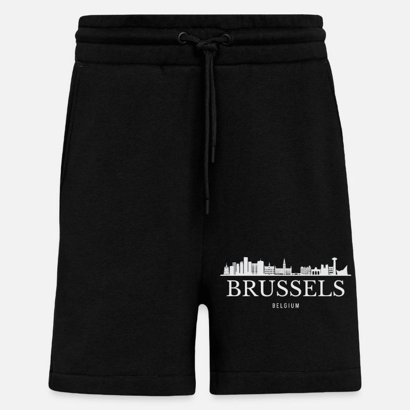 Silhouette de Bruxelles, Bruxelles Belgique - Short bio décontracté fabriqué en UE - SOLID BLACK