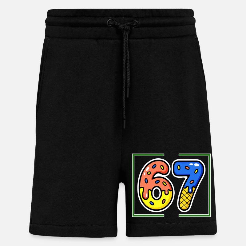 Sixty-seven, 67, 6, 7 - Shorts - made by SPREAD - SOLID BLACK