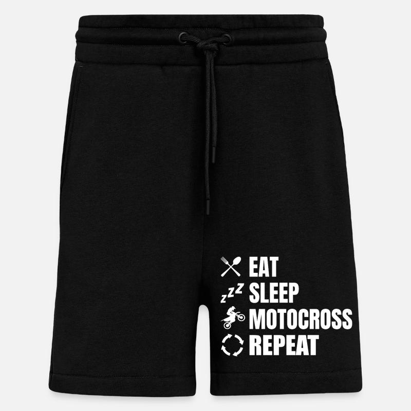 Manger, dormir, motocross, répéter - Short bio décontracté fabriqué en UE - SOLID BLACK