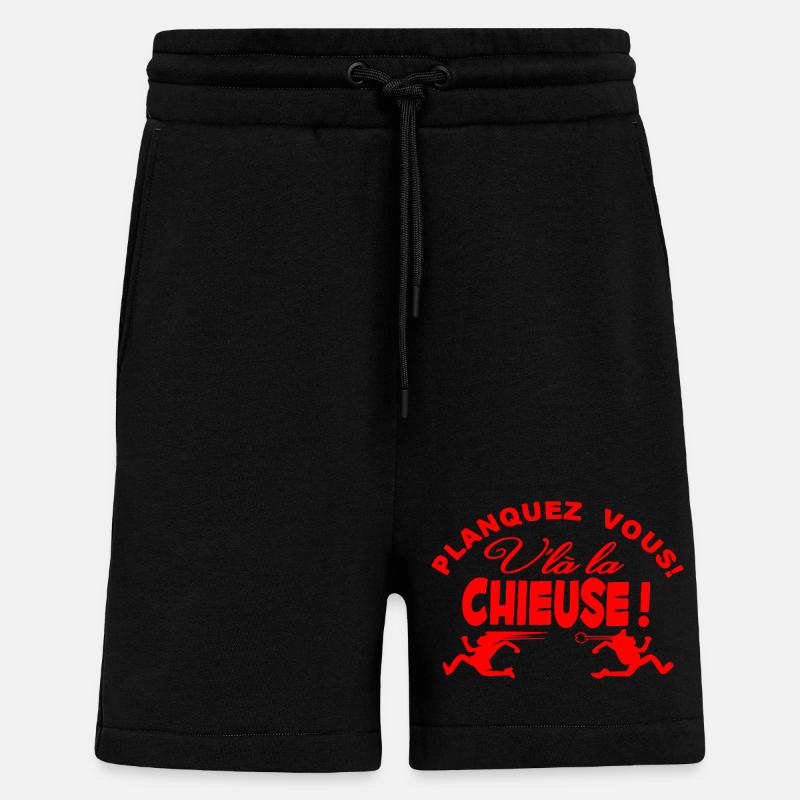 Planquez-vous voilà la Chieuse Humour Cadeau - Short bio décontracté fabriqué en UE - SOLID BLACK