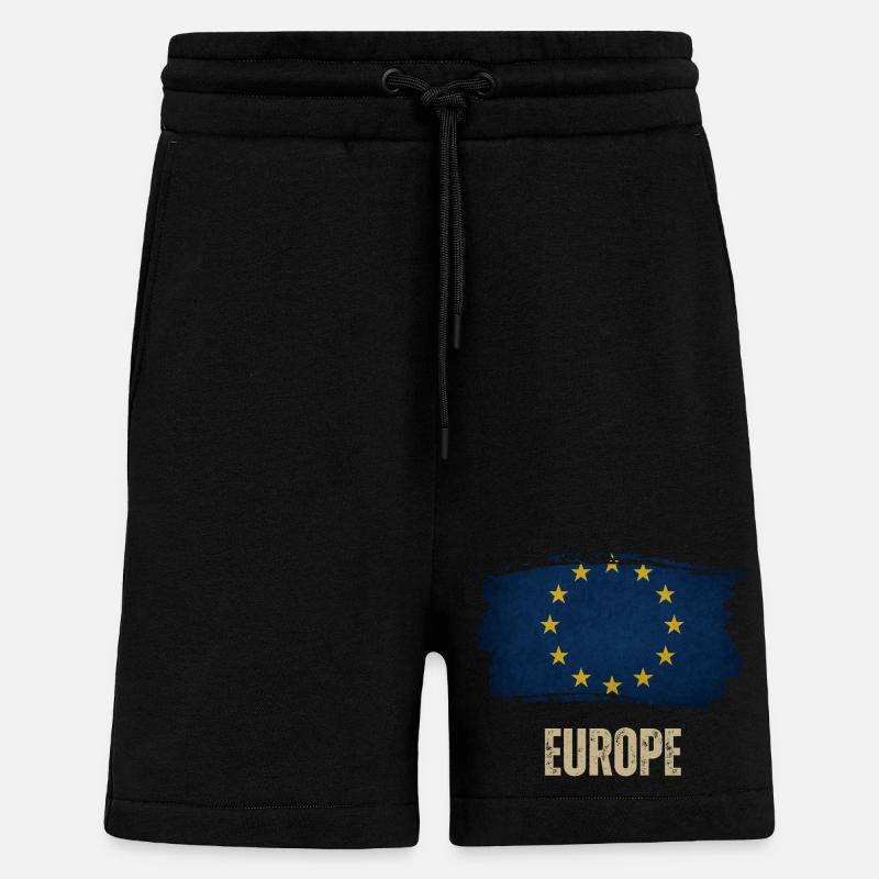 Drapeau grunge de l’Europe, j’aime l’Europe - Short bio décontracté fabriqué en UE - SOLID BLACK