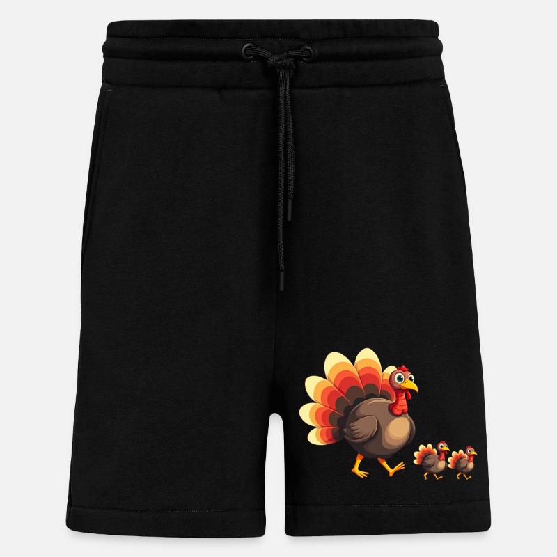 Bébé dinde de Thanksgiving - Short bio décontracté fabriqué en UE - SOLID BLACK