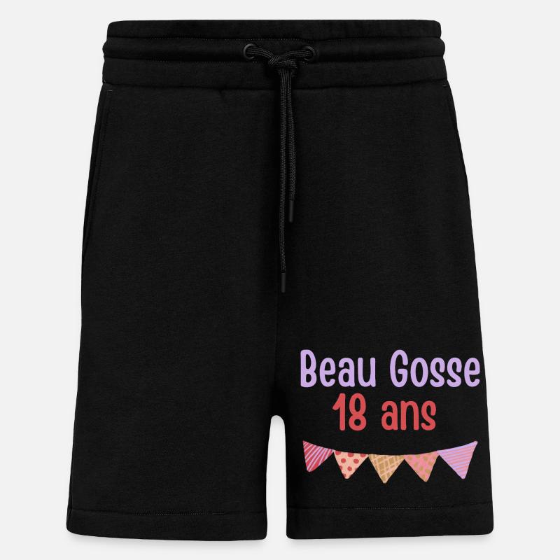 Beau Gosse 18 ans - Short bio décontracté fabriqué en UE - SOLID BLACK