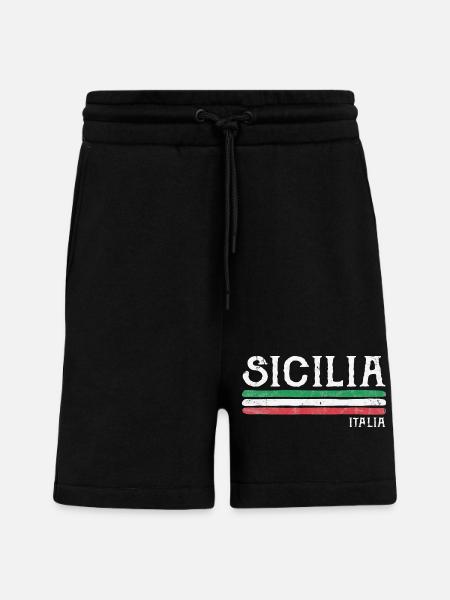 Sicilia Italia Distressed Flag - Shorts - made by SPREAD - SOLID BLACK