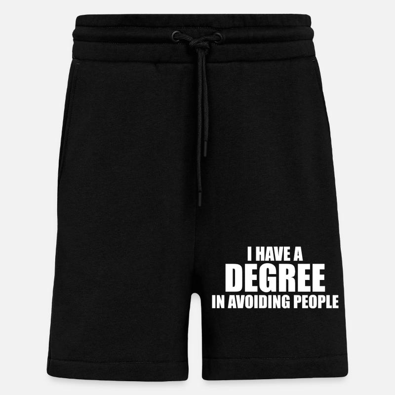 Diplômé(e) en évitement des gens - Short bio décontracté fabriqué en UE - SOLID BLACK