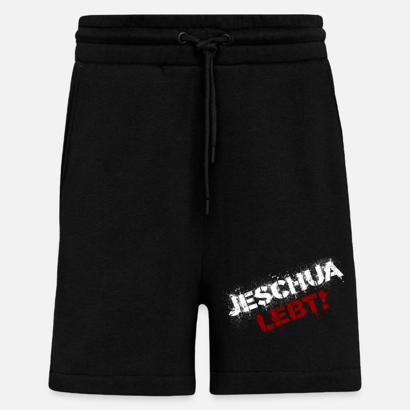 Jeschua lebt weiß-rot - Shorts - made by SPREAD - SOLID BLACK