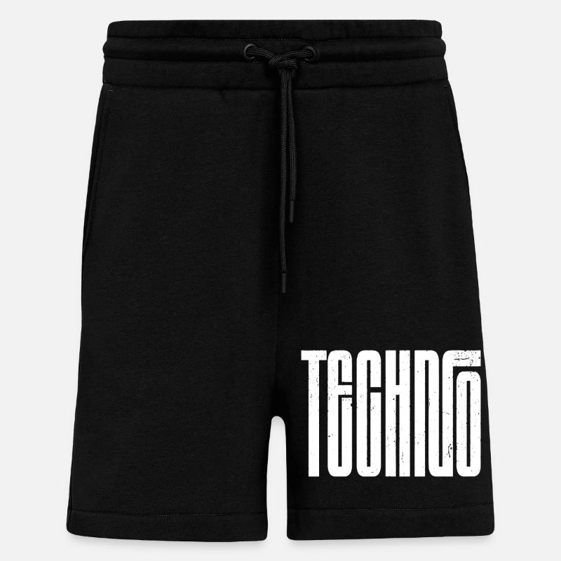 Typographie rétro techno audacieuse - Short bio décontracté fabriqué en UE - SOLID BLACK
