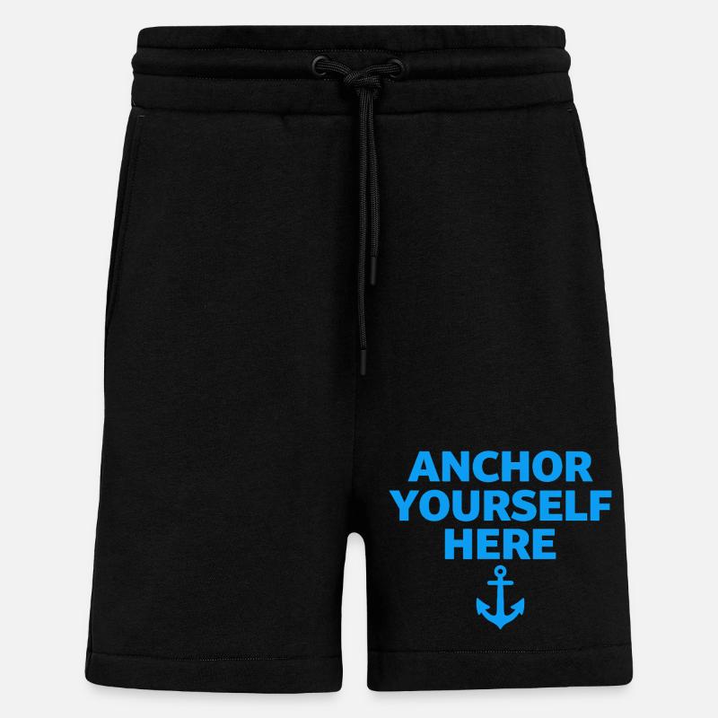 Ancrez-vous ici Déclaration d’ancrage Pleine conscience - Short bio décontracté fabriqué en UE - SOLID BLACK