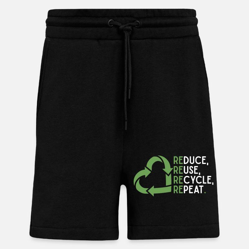 Réduire, réutiliser, recycler, répéter – Thème éco - Short bio décontracté fabriqué en UE - SOLID BLACK
