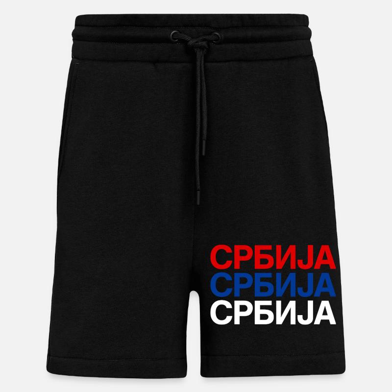 Drapeau serbe Serbien - Short bio décontracté fabriqué en UE - SOLID BLACK