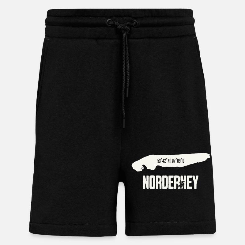 Norderney | Île avec coordonnées - Short bio décontracté fabriqué en UE - SOLID BLACK