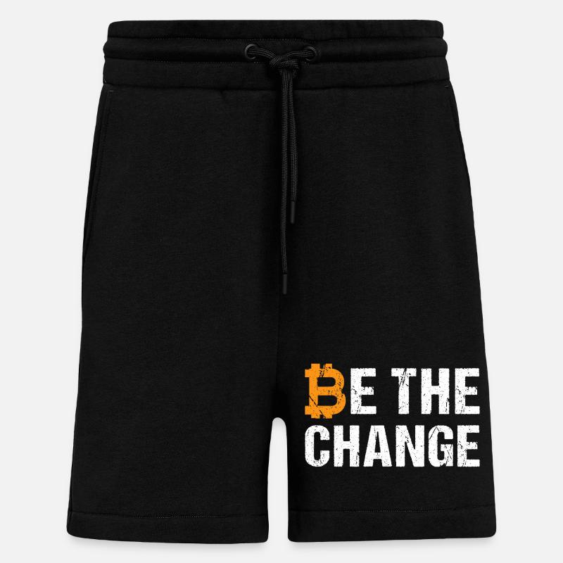 Bitcoin Be The Change - Short bio décontracté fabriqué en UE - SOLID BLACK